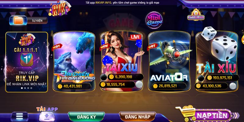 Khám phá sảnh game hấp dẫn với nhiều lựa chọn thú vị