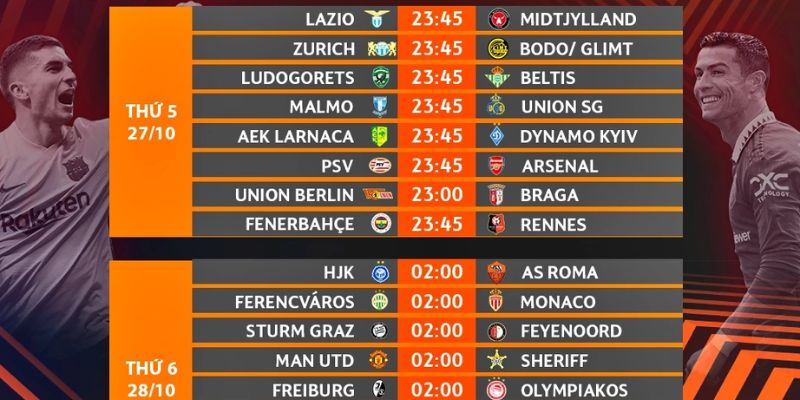 Lịch thi đấu tích hợp với thông tin toàn diện của trận đấu